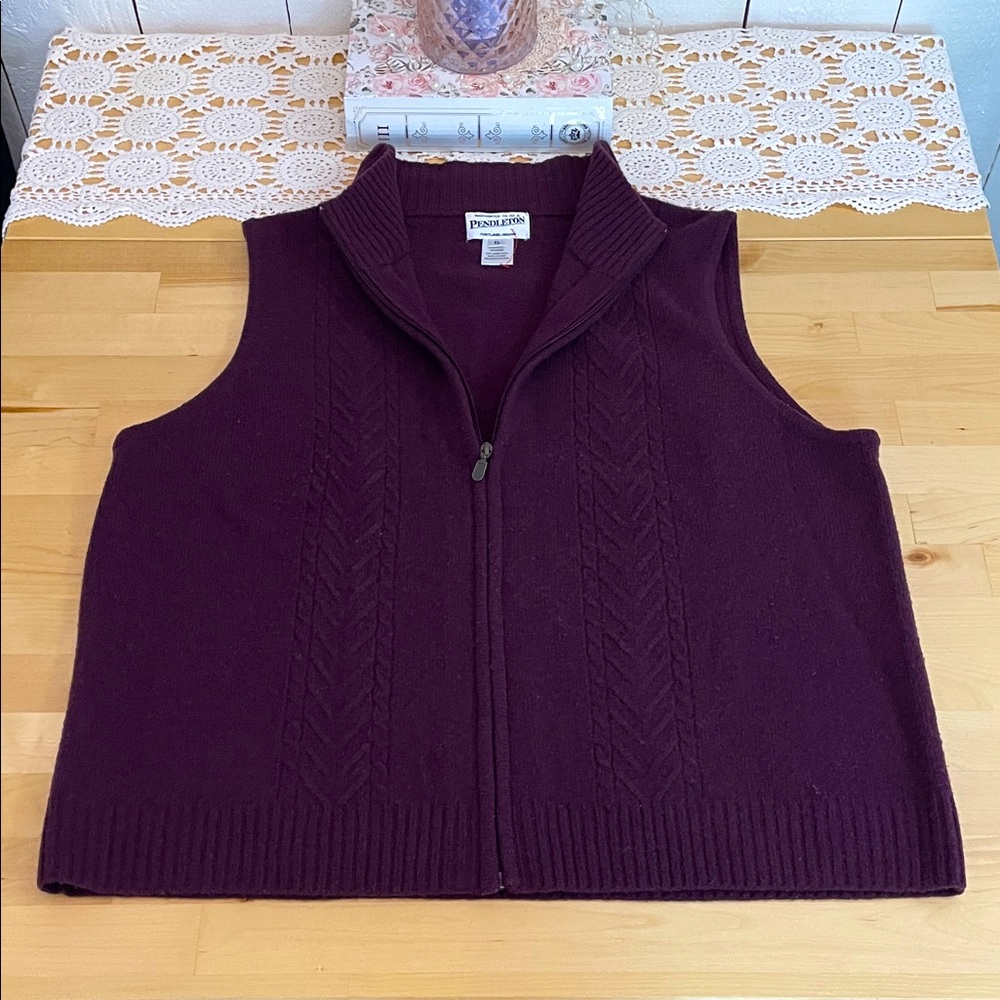 Pendleton 100% Lamb Wool Deep Purple Sleeveless S… - image 1